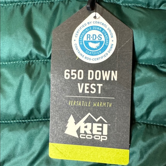 Women’s REI Spirulina Green 650 Down Vest, NWT - Picture 2 of 13
